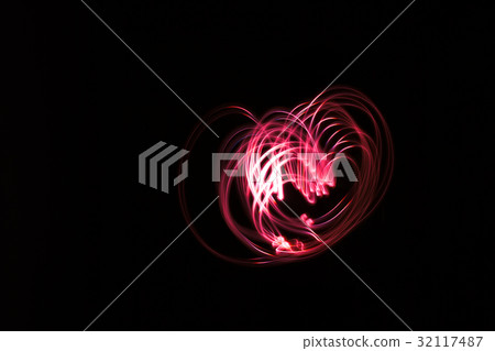 Heart shaped glowing abstract curved lines Heart shaped glowing abstract curved lines 32117487