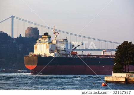 A cargo ship in the Bosphorus, Istanbul, Turkey. 32117557
