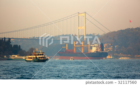 A cargo ship in the Bosphorus, Istanbul, Turkey. A cargo ship in the Bosphorus, Istanbul, Turkey. 32117560