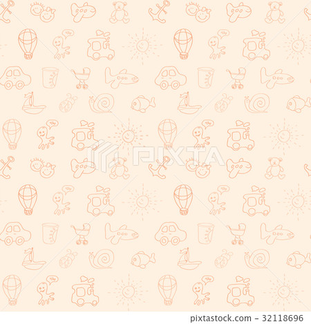 Seamless baby background with fun kids toys. 32118696
