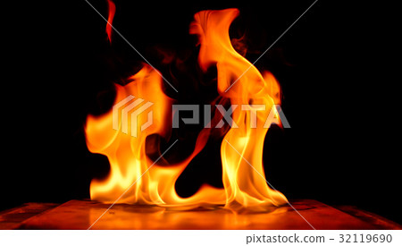 Beautiful fire flames on black background. Beautiful fire flames on black background. 32119690