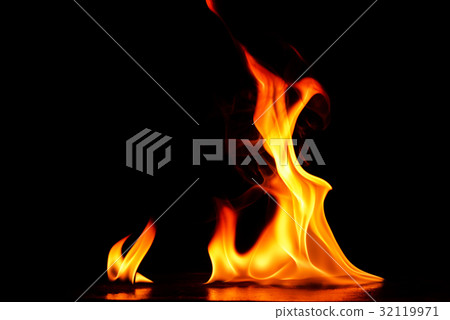 Beautiful fire flames on black background. Beautiful fire flames on black background. 32119971