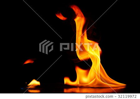 Beautiful fire flames on black background. Beautiful fire flames on black background. 32119972
