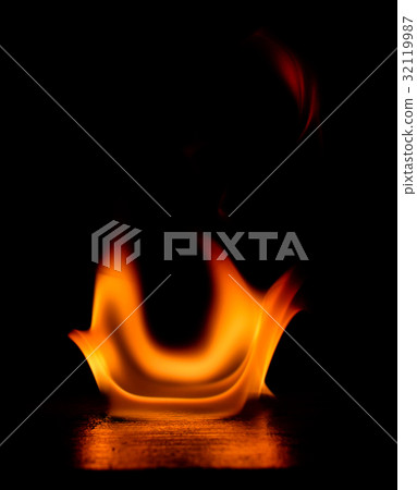 Beautiful fire flames on black background. 32119987