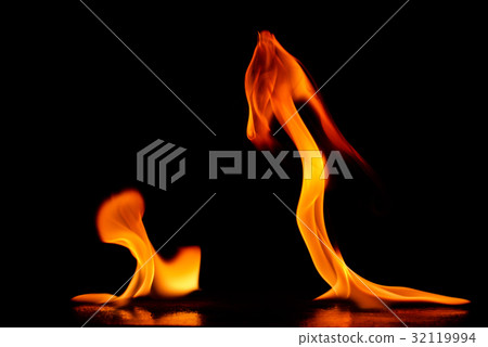 Beautiful fire flames on black background. Beautiful fire flames on black background. 32119994