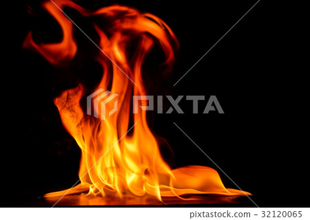 Beautiful fire flames on black background. 32120065