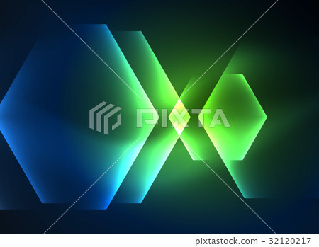 Techno glowing glass hexagons vector background 32120217