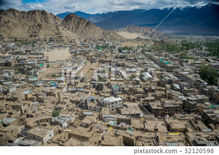 View from India, Royal Palace Leh landscape, India 32120598