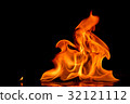 Beautiful fire flames on black background. 32121112