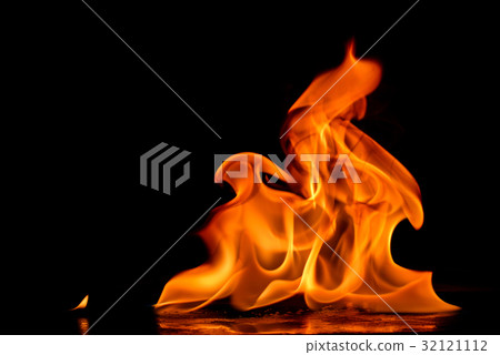Beautiful fire flames on black background. 32121112