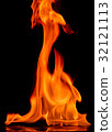 Beautiful fire flames on black background. 32121113