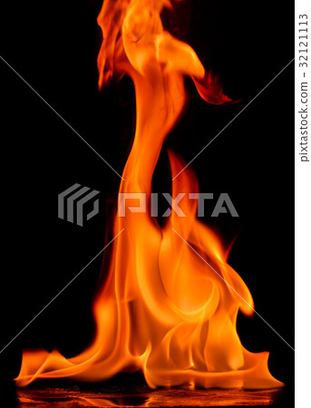Beautiful fire flames on black background. 32121113