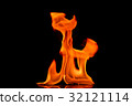 Beautiful fire flames on black background. 32121114
