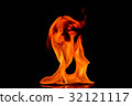 Beautiful fire flames on black background. 32121117
