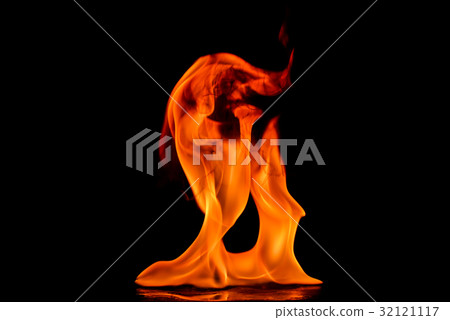 Beautiful fire flames on black background. 32121117