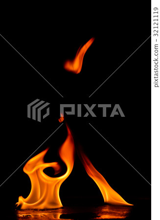 Beautiful fire flames on black background. 32121119