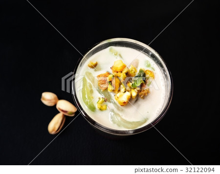 Falooda Indian dessert on black background 32122094