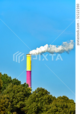 Colored chimney of the thermal power station Colored chimney of the thermal power station 32122160