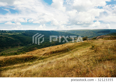 Scenic view of Chervonohorod Castle ruins Scenic view of Chervonohorod Castle ruins 32123355