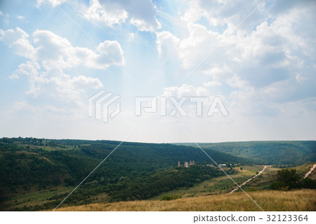 Scenic view of Chervonohorod Castle ruins  32123364