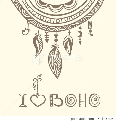 boho hand drawn dreamcatcher eps8 32123896