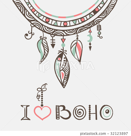 boho hand drawn dreamcatcher eps8 boho hand drawn dreamcatcher eps8 32123897