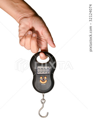 Portable Electronic Scale on hand 32124074