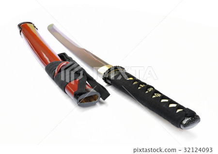 Japanese sword katana on white background Japanese sword katana on white background 32124093