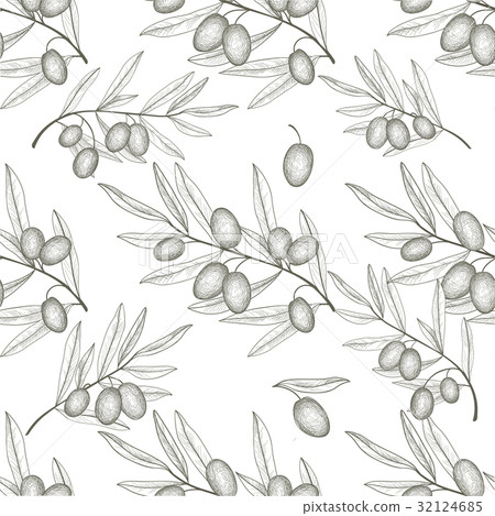 Olives tile pattern. Olive branch. Food background Olives tile pattern. Olive branch. Food background 32124685
