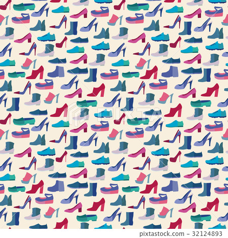 Vector shoes fashion collection seamless pattern - Stock Illustration ...