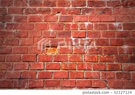 Old red brick wall. Old red brick wall. 32127124