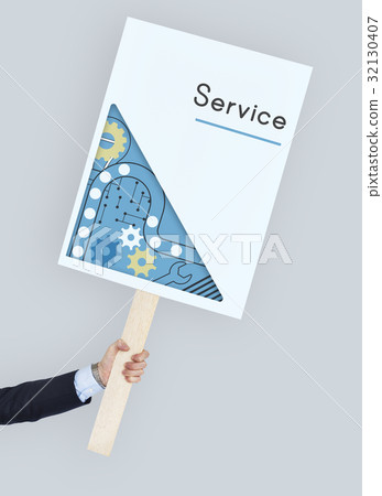 Hand holding network graphic overlay banner Hand holding network graphic overlay banner 32130407
