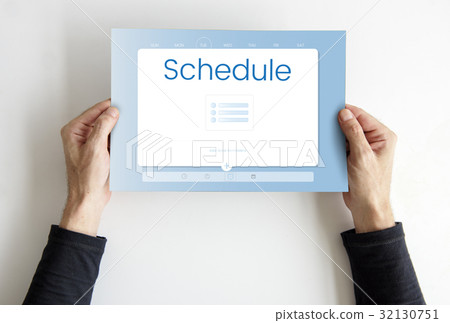 Hands holding banner network graphic overlay 32130751