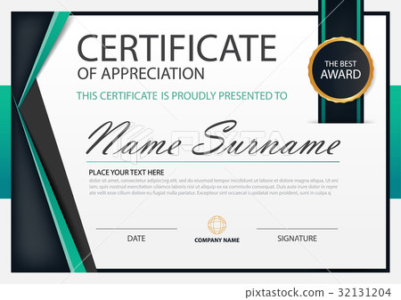Green Elegance horizontal certificate with Vector 32131204