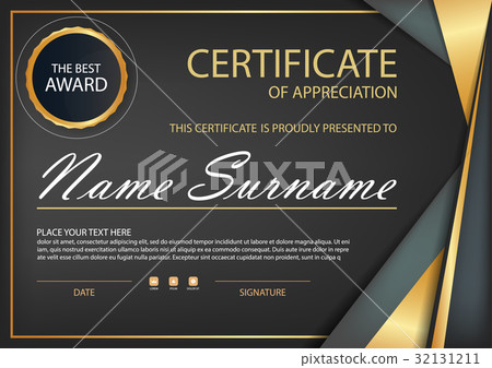 Black gold Elegance horizontal certificate Vector 32131211