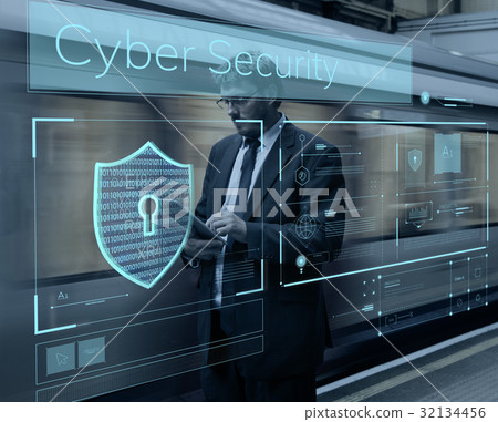 Man working on network graphic digital device Man working on network graphic digital device 32134456