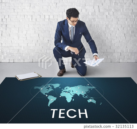 Global Network Connection Internet Worldwide 32135113