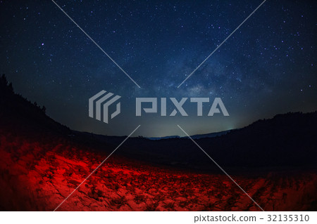 Milky Way over mountain at Phu Hin Rong Kla  32135310