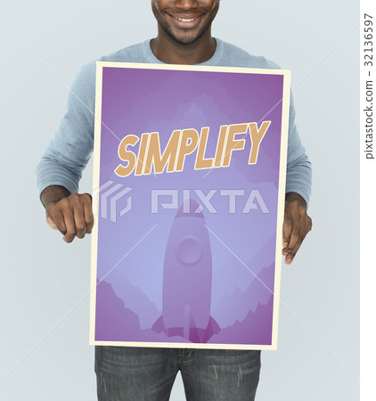 People holding aspiration word quote banner board 32136597