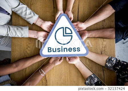 Hands holding network graphic overlay banner 32137424