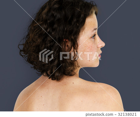 Young Adult Woman Topless Studio Portrait 32138021
