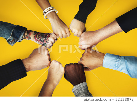 Group of people fist bump assemble together 32138072