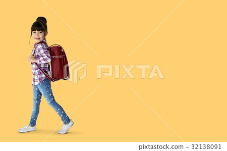 Young asian kid student with a backpack portrait Young asian kid student with a backpack portrait 32138091