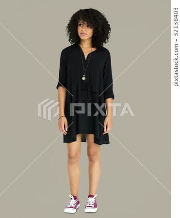 African descent woman standing thoughtful African descent woman standing thoughtful 32138403