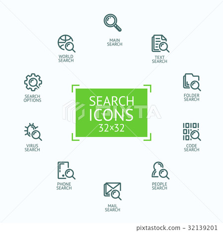 Set of vector illustrations fine line icons of Set of vector illustrations fine line icons of 32139201