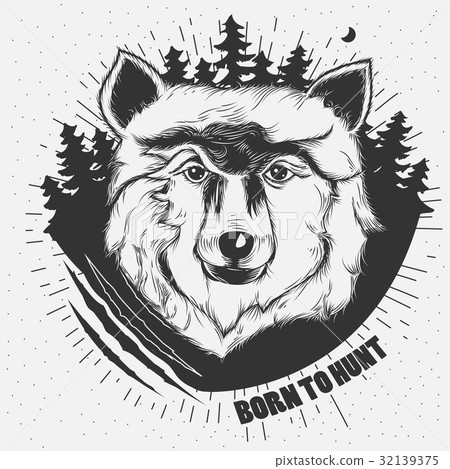 hand-drawn illustration of a wolf head hand-drawn illustration of a wolf head 32139375