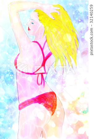 Beautiful woman seeing over there 2 Beautiful woman seeing over there 2 32140259