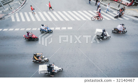 street on the top view with people walk on street 32140467