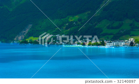 View of the mountains, lakes and forests near the View of the mountains, lakes and forests near the 32140897