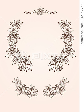 Vintage plant illustration decorative frame material 32142768